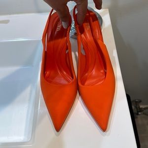 Zara Heels - Neon Orange/ Red color in size 9.